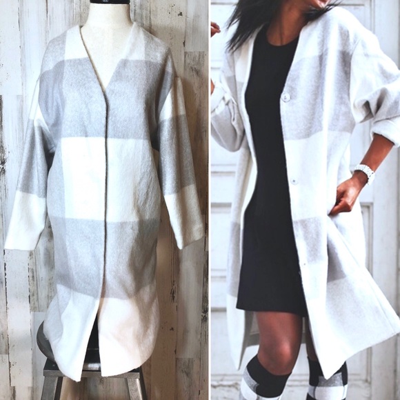 Adam Lippes For Target Jackets & Blazers - Adam Lippes Target Grey White Mohair Plaid…